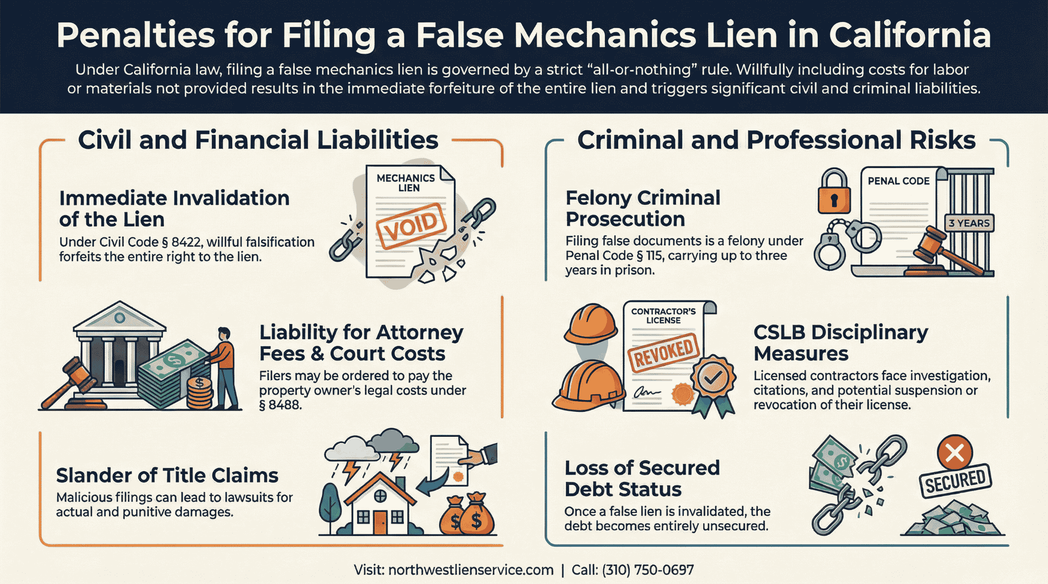 Penalty for Filing a False Mechanics Lien in California Infographics